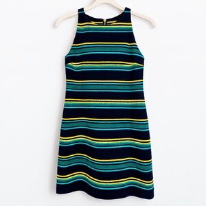 Vineyard Vines Striped Knit Shift Dress Size 4 Navy Teal Yellow Sleeveless